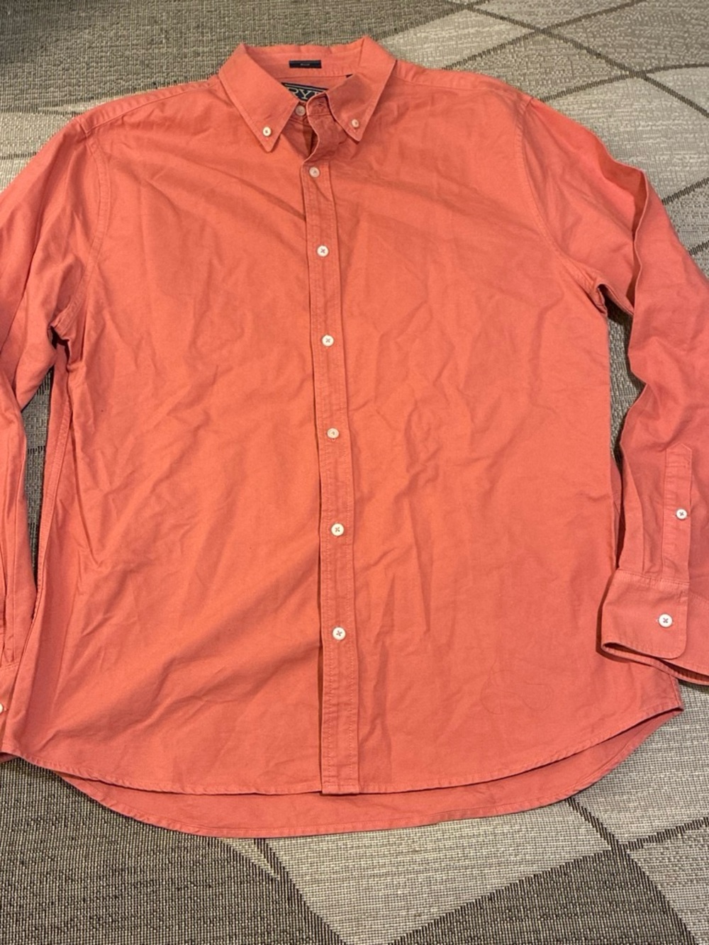 Men's Long-Sleeve Button-Down Shirt - Coral